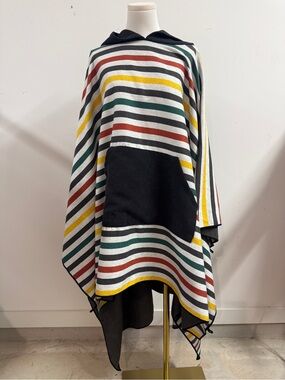 Nomadix Poncho Towel Striped Hooded Black Multi
